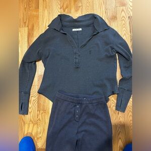 Free people 2 piece dark grey very slimming